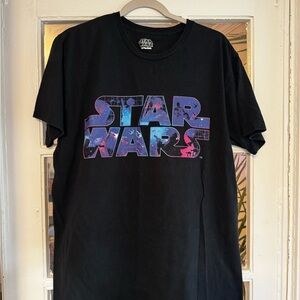 Star Wars Black Tee with Purple and Blue Logo